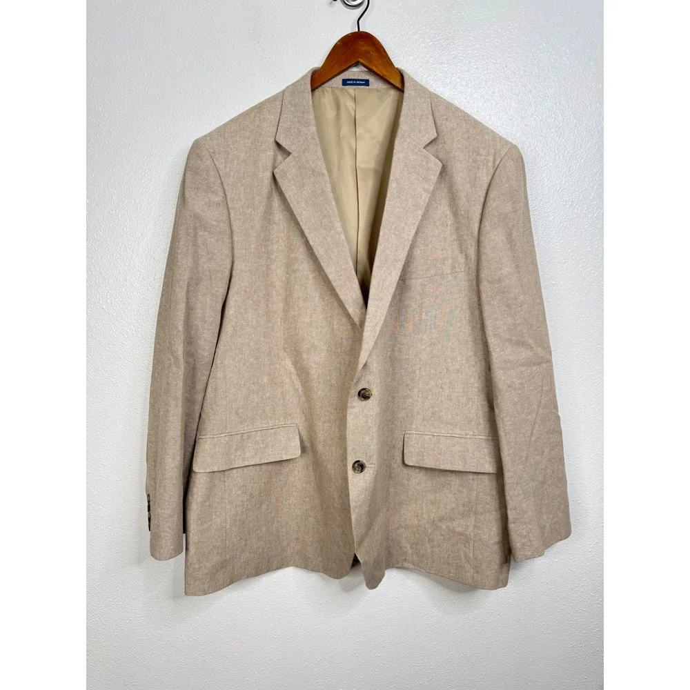 Stafford‎ Tan Linen Blend Classic Fit Sport Coat Size 48 Regular